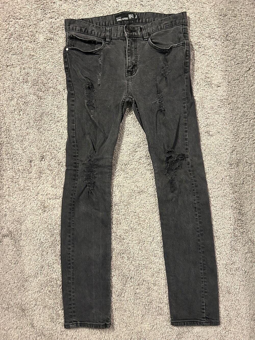 RSQ Jeans Seattle Skinny Tapered Mens Black Denim Size 32 x 32